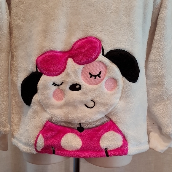 Cute White Fuzzy Kids Top with Pink Bow Dog Design, Kids 6/6X, no brand - Picture 4 of 5